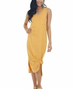 Cozy Co. Dresses Amber Melange Soft Knit Chest Pocket Dress