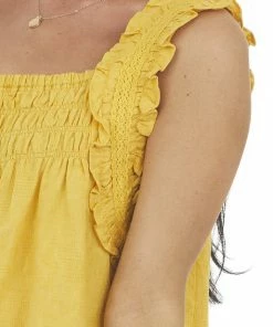Umgee Amber Textured Smocked Yoke Sleeveless Dress