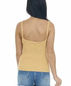 Listicle Amber Thick Ribbed Knit Pointelle Tank Top
