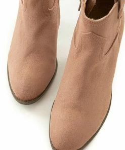 East Lion Corp. Apricot Faux Suede Rounded Toe Heeled Bootie