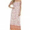 Jodifl Apricot Floral Smocked Babydoll Maxi Dress Dresses