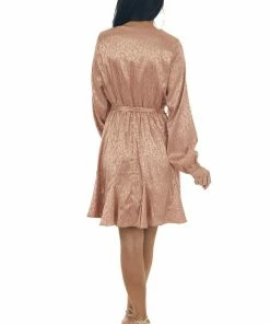 143 Story Apricot Leopard Surplice Flounce Hem Dress Dresses 24 143 Story Apricot Leopard Surplice Flounce Hem Dress Dresses