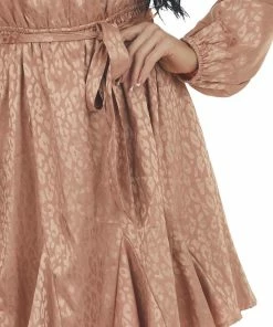 143 Story Apricot Leopard Surplice Flounce Hem Dress Dresses 25 143 Story Apricot Leopard Surplice Flounce Hem Dress Dresses