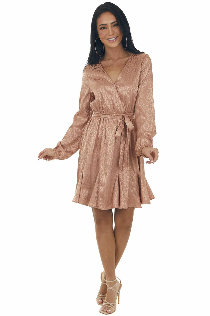 143 Story Apricot Leopard Surplice Flounce Hem Dress Dresses 6 143 Story Apricot Leopard Surplice Flounce Hem Dress Dresses