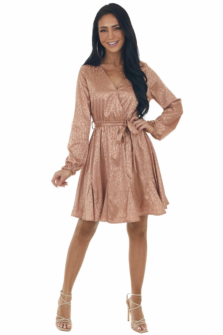 143 Story Apricot Leopard Surplice Flounce Hem Dress Dresses 4 143 Story Apricot Leopard Surplice Flounce Hem Dress Dresses