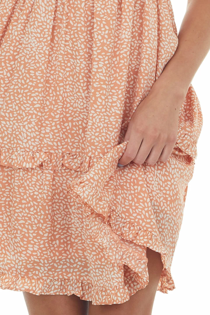 Jodifl Apricot Printed Square Neck Tiered Short Dress Dresses 9 Jodifl Apricot Printed Square Neck Tiered Short Dress Dresses