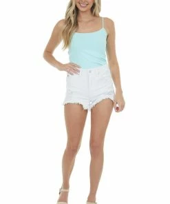 DYNAMIC Aqua Blue Spaghetti Strap Seamless Knit Cami