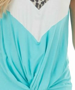 HEIMISH Aqua Colorblock Sleeveless Stretchy Knit Top Tops 25 HEIMISH Aqua Colorblock Sleeveless Stretchy Knit Top Tops