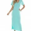 HEIMISH Aquamarine Criss Cross V Neck Knit Maxi Dress