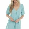 Umgee Arctic Blue Babydoll Swiss Dot Short Dress Dresses 2 Umgee Arctic Blue Babydoll Swiss Dot Short Dress Dresses