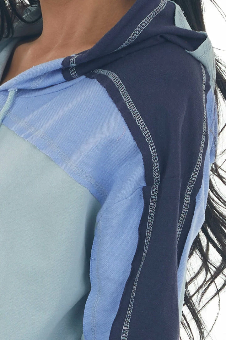 Umgee Tops Arctic Blue Colorblock Reverse Seam Hooded Top 10 Umgee Tops Arctic Blue Colorblock Reverse Seam Hooded Top