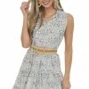 Hailey & Co Dresses Arctic Blue Floral Ruffle Tiered Short Dress 1 Hailey & Co Dresses Arctic Blue Floral Ruffle Tiered Short Dress
