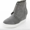 Let's See Style Shoes Ash Grey Faux Suede Wedge Sneakers With Silver Stud Details 2 Let's See Style Shoes Ash Grey Faux Suede Wedge Sneakers With Silver Stud Details