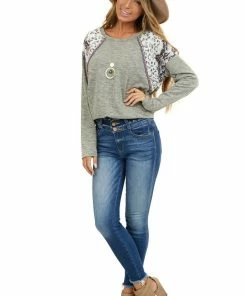 BiBi Sage Long Sleeve Top With Leopard And Snakeskin Print