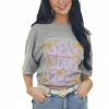 Sweet Claire Ash Washed 'Self Love Club' Oversized Tee Tops 1 Sweet Claire Ash Washed 'Self Love Club' Oversized Tee Tops