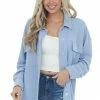 Entro Baby Blue Button Up Long Sleeve Shacket 2 Entro Baby Blue Button Up Long Sleeve Shacket