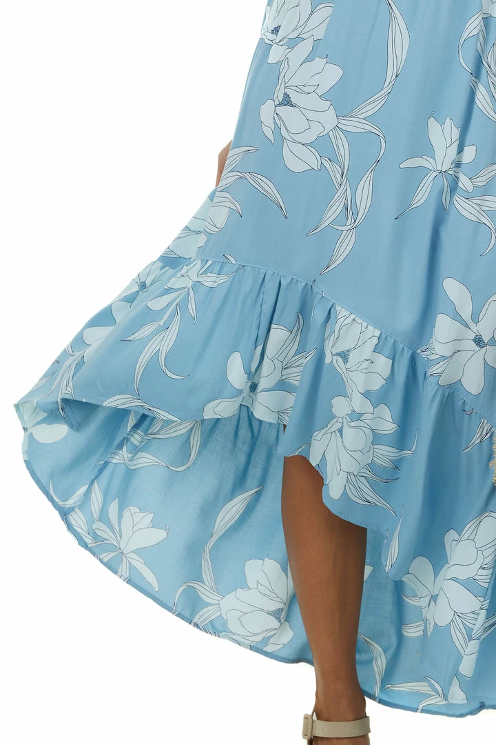 ANGIE Dresses Baby Blue Floral Print Sleeveless High Low Dress 10 ANGIE Dresses Baby Blue Floral Print Sleeveless High Low Dress