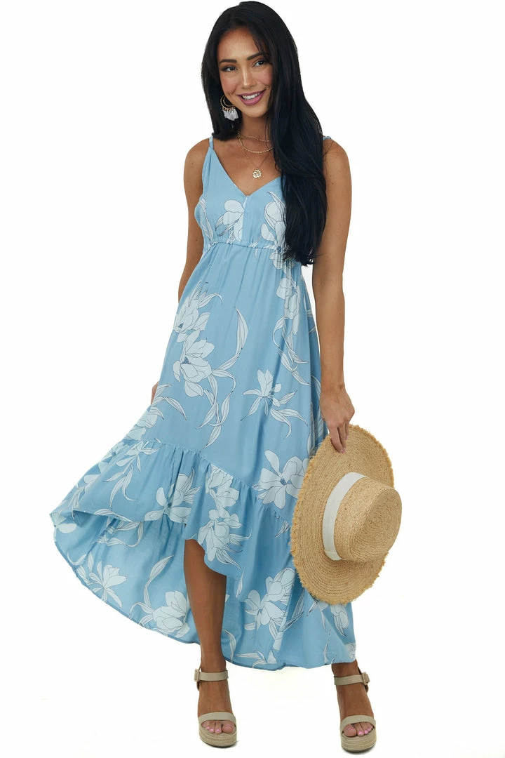 ANGIE Dresses Baby Blue Floral Print Sleeveless High Low Dress 5 ANGIE Dresses Baby Blue Floral Print Sleeveless High Low Dress