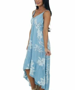 ANGIE Dresses Baby Blue Floral Print Sleeveless High Low Dress 15 ANGIE Dresses Baby Blue Floral Print Sleeveless High Low Dress