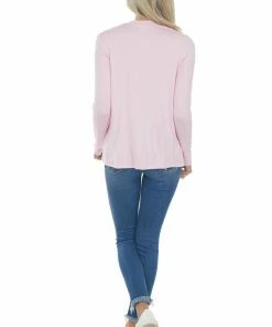 143 Story Baby Pink Criss Cross Front Cut Out Knit Top
