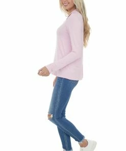 143 Story Baby Pink Criss Cross Front Cut Out Knit Top