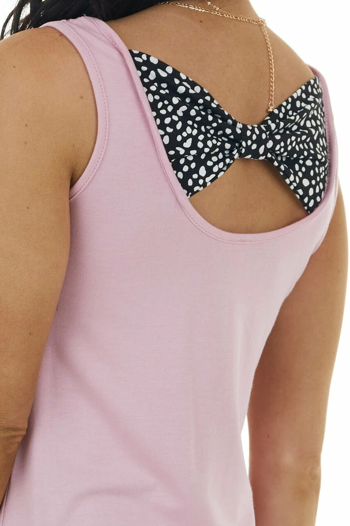 Celeste Design Baby Pink Sleeveless Knit Top With Printed Bow Detail Tops 10 Celeste Design Baby Pink Sleeveless Knit Top With Printed Bow Detail Tops