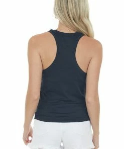 HYFVE Tops Black Melange Racerback Knit Tank Top