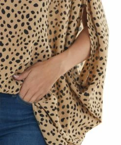 Now N Forever Beige Cheetah Print Woven Poncho Top Tops