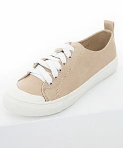 CCOCCI Shoes Beige Faux Leather Sneakers With White Laces And Rubber Sole