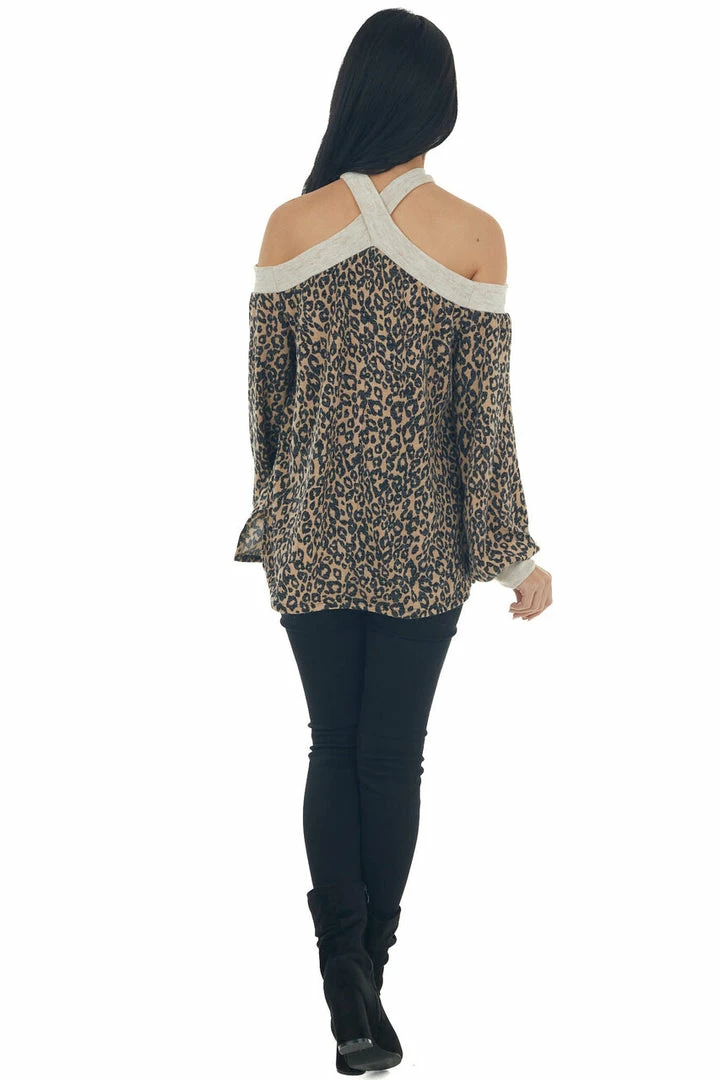 143 Story Beige Leopard Print Contrast Cold Shoulder Top 9 143 Story Beige Leopard Print Contrast Cold Shoulder Top