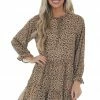 Hayden Beige Leopard Print Long Sleeve Ruffle Dress 1 Hayden Beige Leopard Print Long Sleeve Ruffle Dress