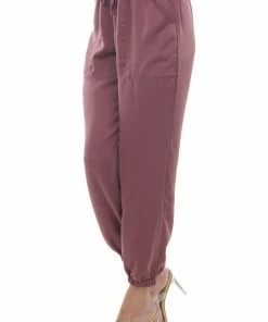 HYFVE Berry Elastic Hem Drawstring Silky Pants
