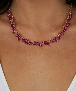 Fame Accessories Berry Intricate Rhinestone Gold Chain Necklace