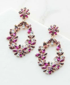 Fame Accessories Berry Intricate Rhinestone Oval Drop Earrings