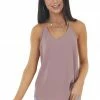NAKED ZEBRA Tops Misty Mauve Sleeveless Woven Tank Top With Spaghetti Straps
