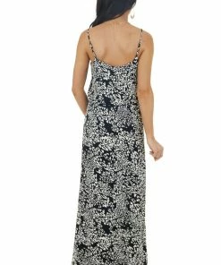 Lush Clothing Dresses Black And Ivory Leopard Print Sleeveless Blouson Maxi Dress