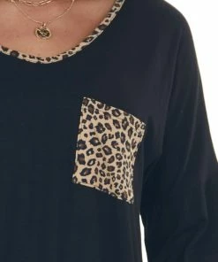 Now N Forever Black And Leopard Contrast Strappy Back Top Tops