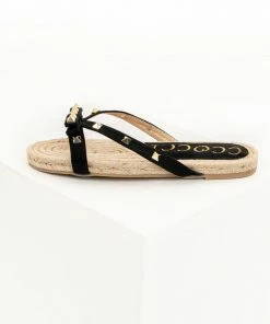 CCOCCI Shoes Black And Tan Sandal With Bow And Gold Studs