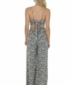 HYFVE Black Animal Print Crop Top With Wide Pant Set
