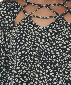 Now N Forever Black Animal Print Strappy Cut Out Knit Top