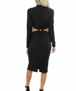 Entro Black Bodycon Ribbed Knit Dress With Waist Cutout Detail Dresses 21 Entro Black Bodycon Ribbed Knit Dress With Waist Cutout Detail Dresses