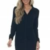 She + Sky Black Brushed Knit Long Sleeve Shirt Dress