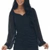 She + Sky Dresses Black Bubble Sleeve Ruched Mini Dress