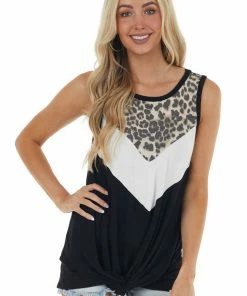 HEIMISH Black Colorblock Sleeveless Stretchy Knit Top