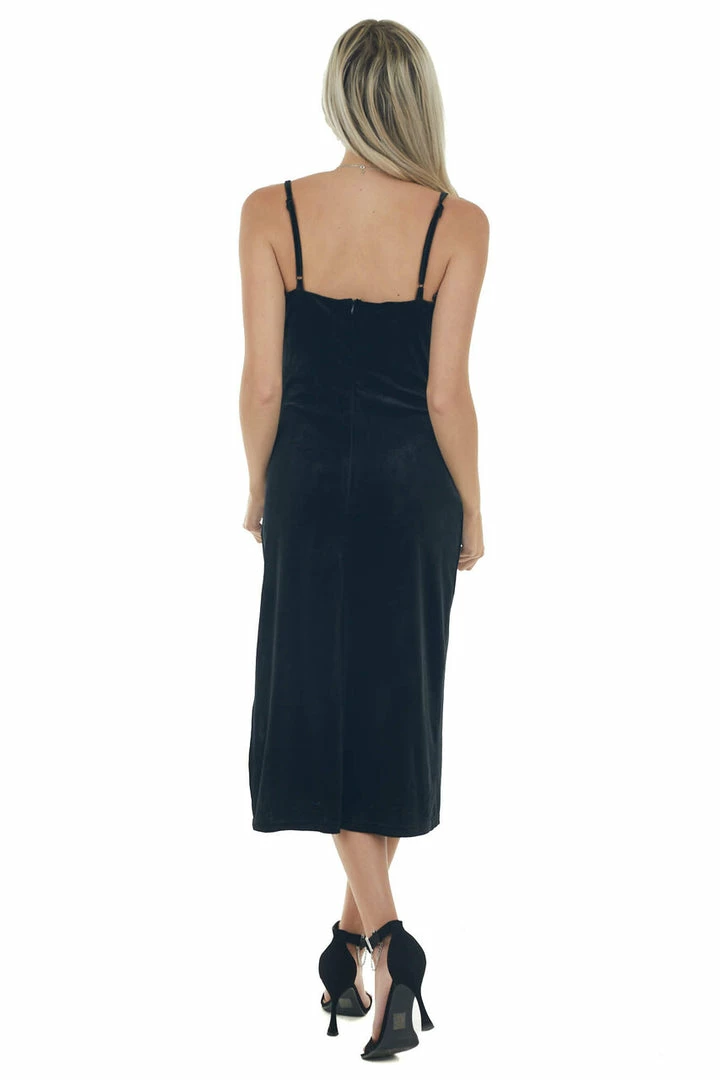 She + Sky Dresses Black Cowl Neck Sleeveless Velvet Midi Dress 8 She + Sky Dresses Black Cowl Neck Sleeveless Velvet Midi Dress
