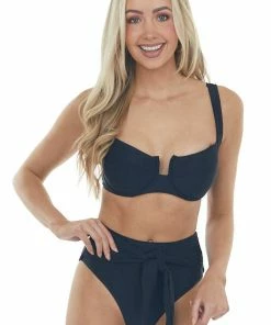 Beach Joy Bikini Black Criss Cross Back High Waisted Bikini Set Accessories 12 Beach Joy Bikini Black Criss Cross Back High Waisted Bikini Set Accessories