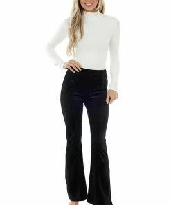Umgee Black Directional Stripe Corduroy Bell Bottoms