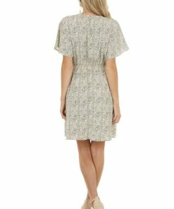 Wishlist Black Ditsy Floral Print Short Flutter Sleeve Short Dress Dresses