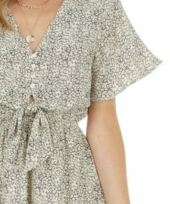 Wishlist Black Ditsy Floral Print Short Flutter Sleeve Short Dress Dresses