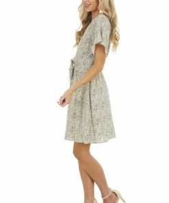 Wishlist Black Ditsy Floral Print Short Flutter Sleeve Short Dress Dresses